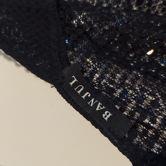 Banjul Black Semi Sheer One Shoulder Strap Gown with Silver Rhinestones Sz Small - Picture 15 of 16